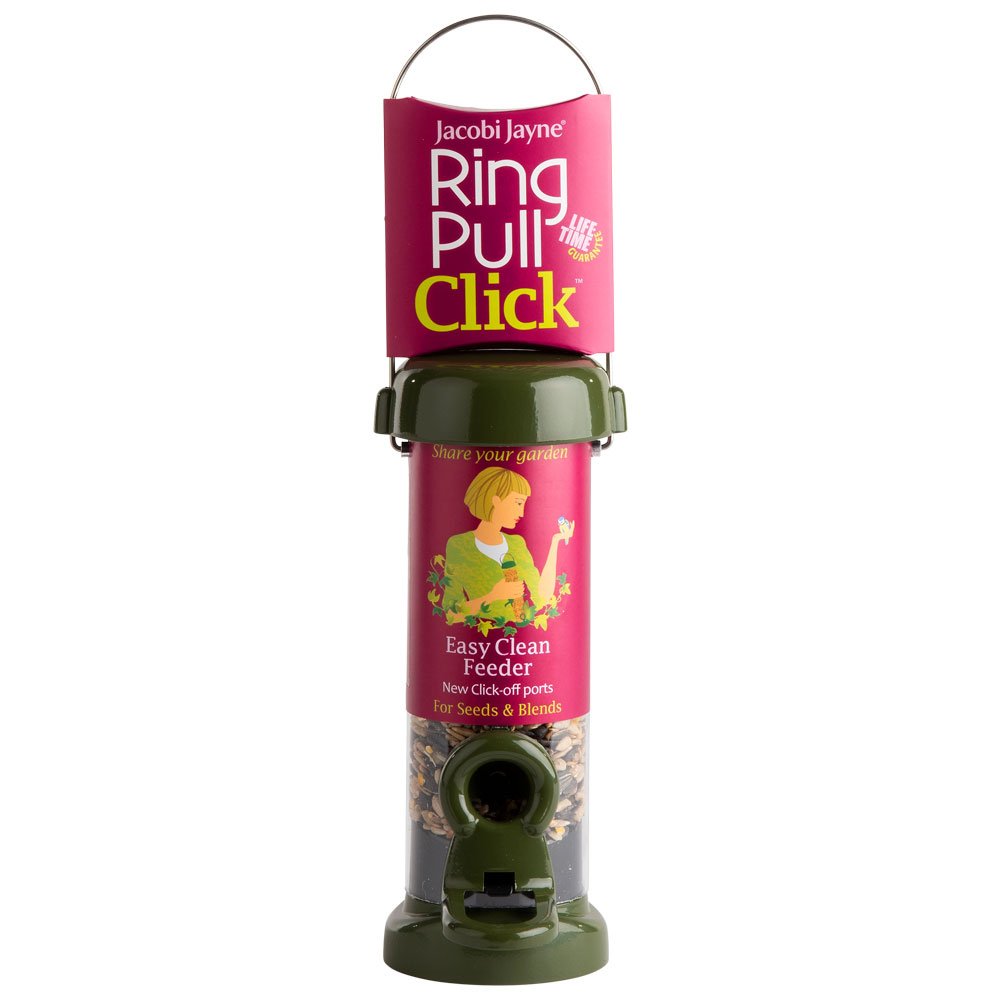 rp3-s1g 'ring pull click' comedero tubular para aves silvstres pequeo para mezcla de semillas fcil de limpiar