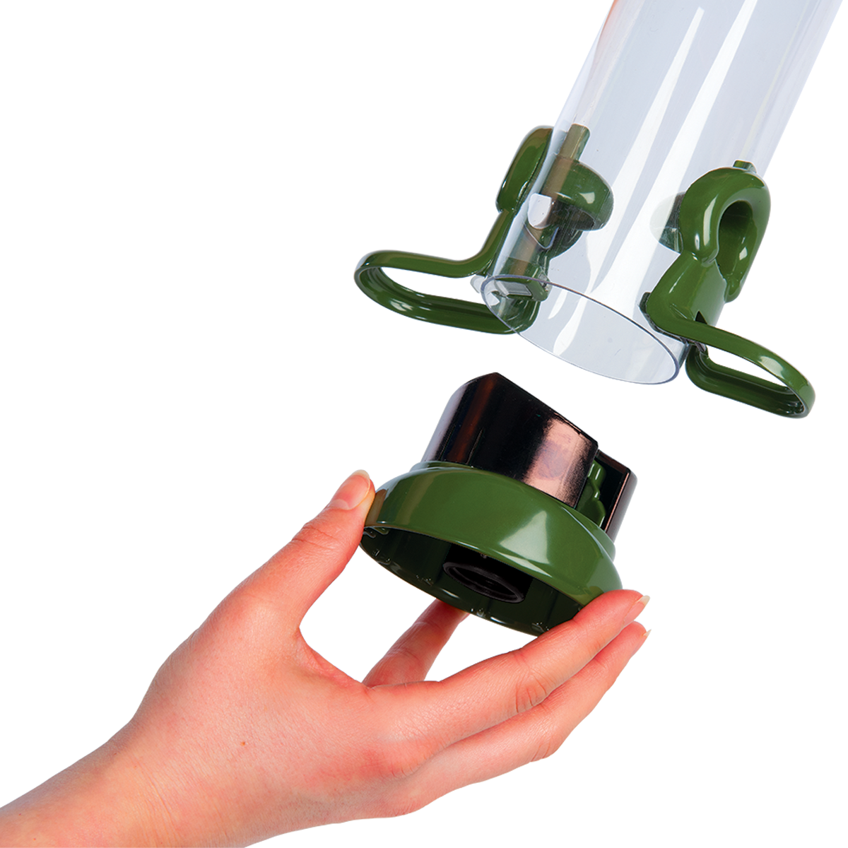 rp3-s2g 'ring pull click' comedero tubular para aves silvestres mediano para mezcla de semillas fcil de limpiar