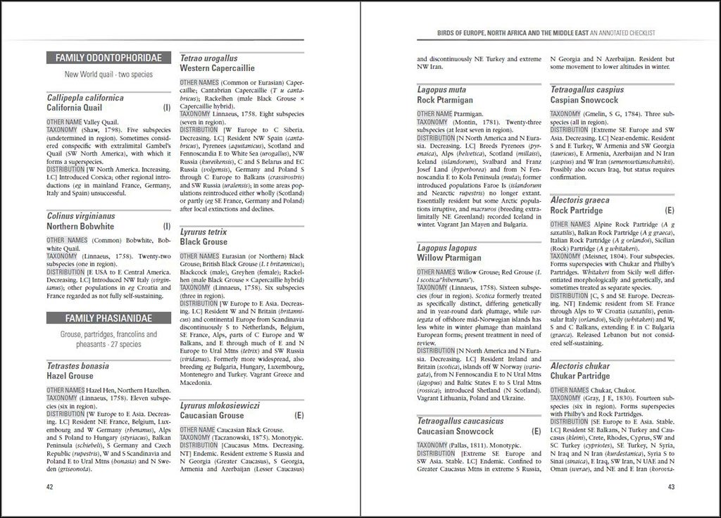 birds of europe, north africa and the middle east. an annotated checklist
