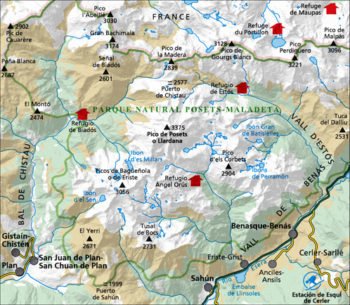 mapa alpina 1:25.000. posets perdiguero. parque natural posets y maladeta