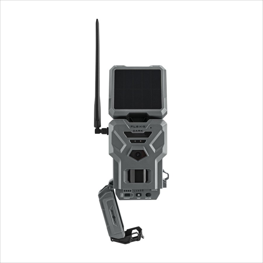 cmara de trampeo spypoint flex s dark 40 mp con panel solar integrado, led negros de luz infrarroja invisible y transmisin de foto y vdeo va 4g