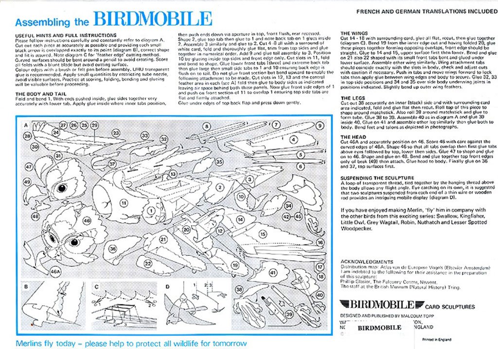 recortable birdmobile de esmerejn