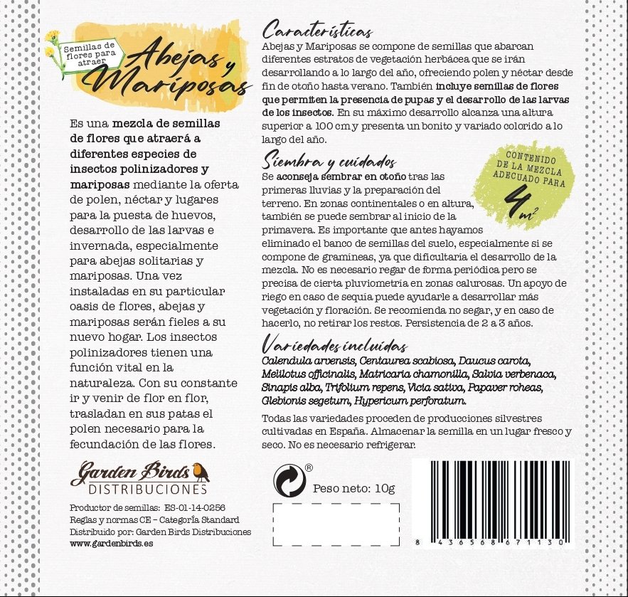 abejas y mariposas. mezcla de semillas para atraer fauna auxiliar