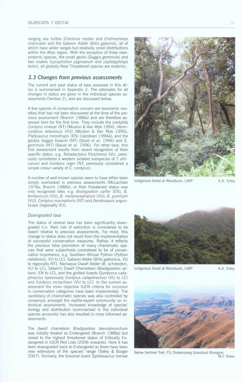 atlas and red list of the reptiles of south africa, lesotho and swaziland