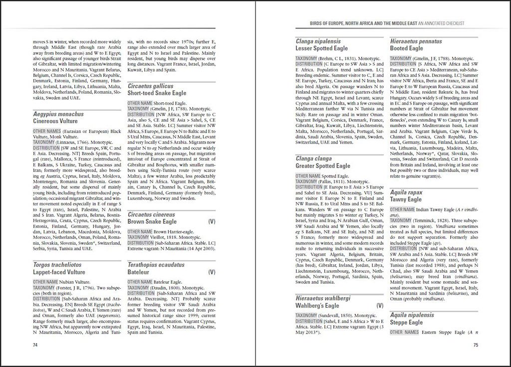 birds of europe, north africa and the middle east. an annotated checklist