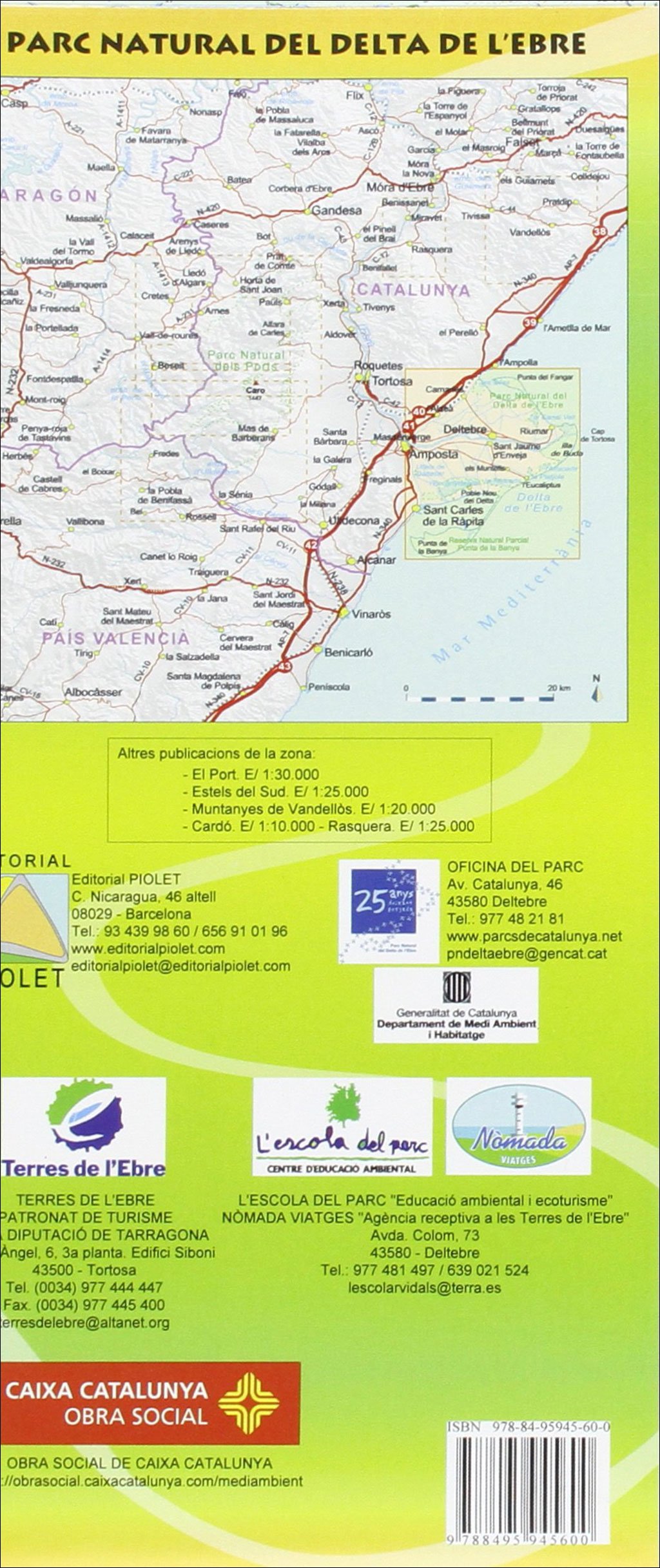 mapa piolet 1:30.000. parc natural del delta de l'ebre. birdwatching and btt