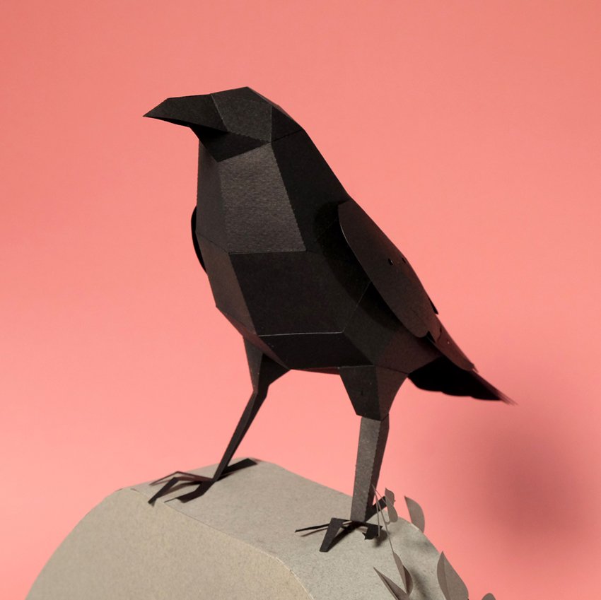 plegopaper- figura recortable de cuervo (corb)