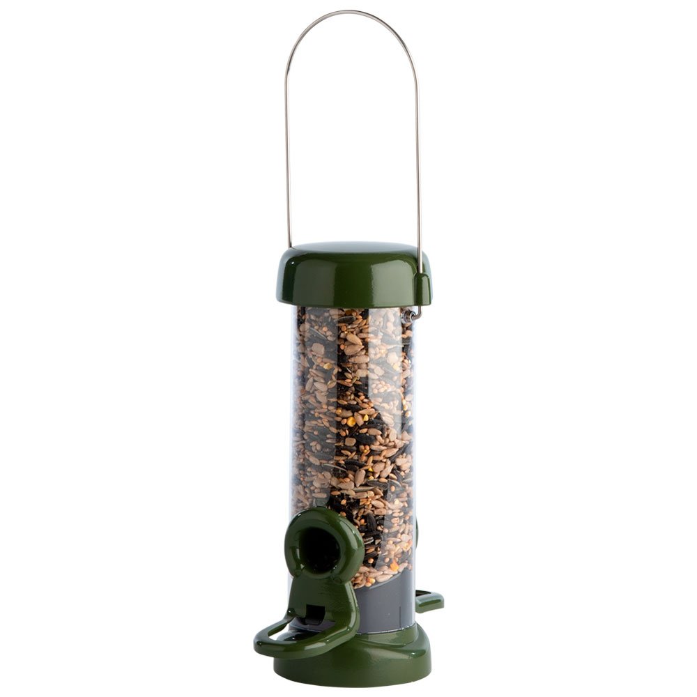 rp3-s1g 'ring pull click' comedero tubular para aves silvstres pequeo para mezcla de semillas fcil de limpiar