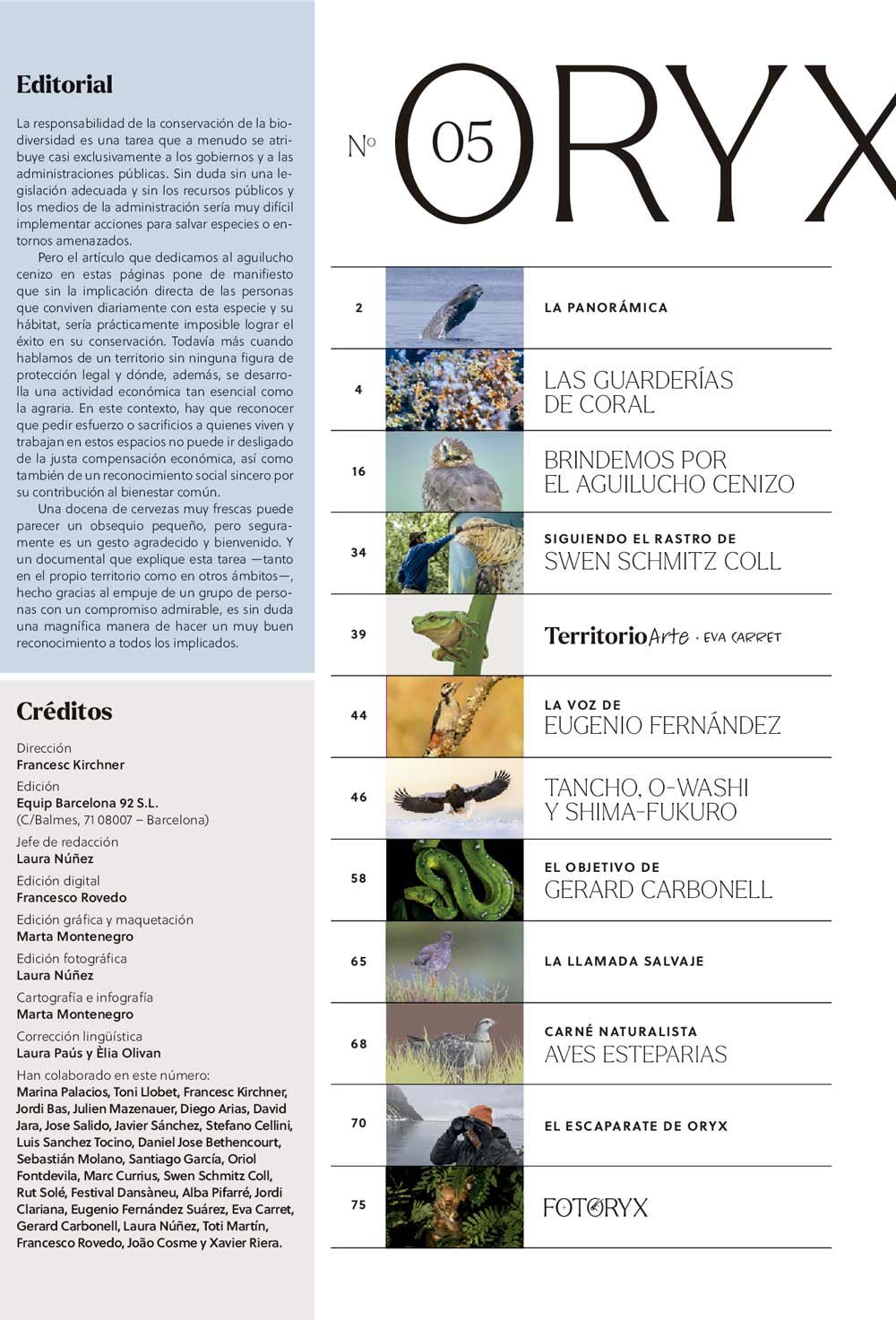 oryx, la revista del amante de la naturaleza. nmero 05. versin impresa en castellano.