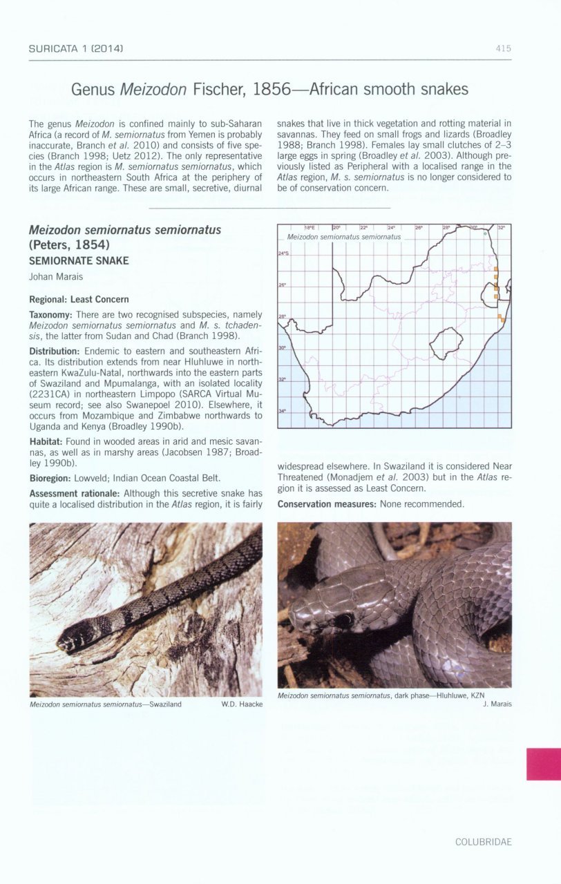 atlas and red list of the reptiles of south africa, lesotho and swaziland