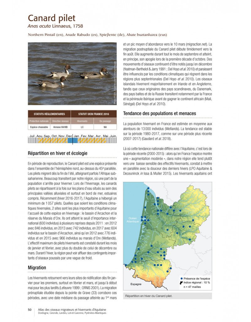 atlas des oiseaux migrateurs et hivernants d'aquitaine
