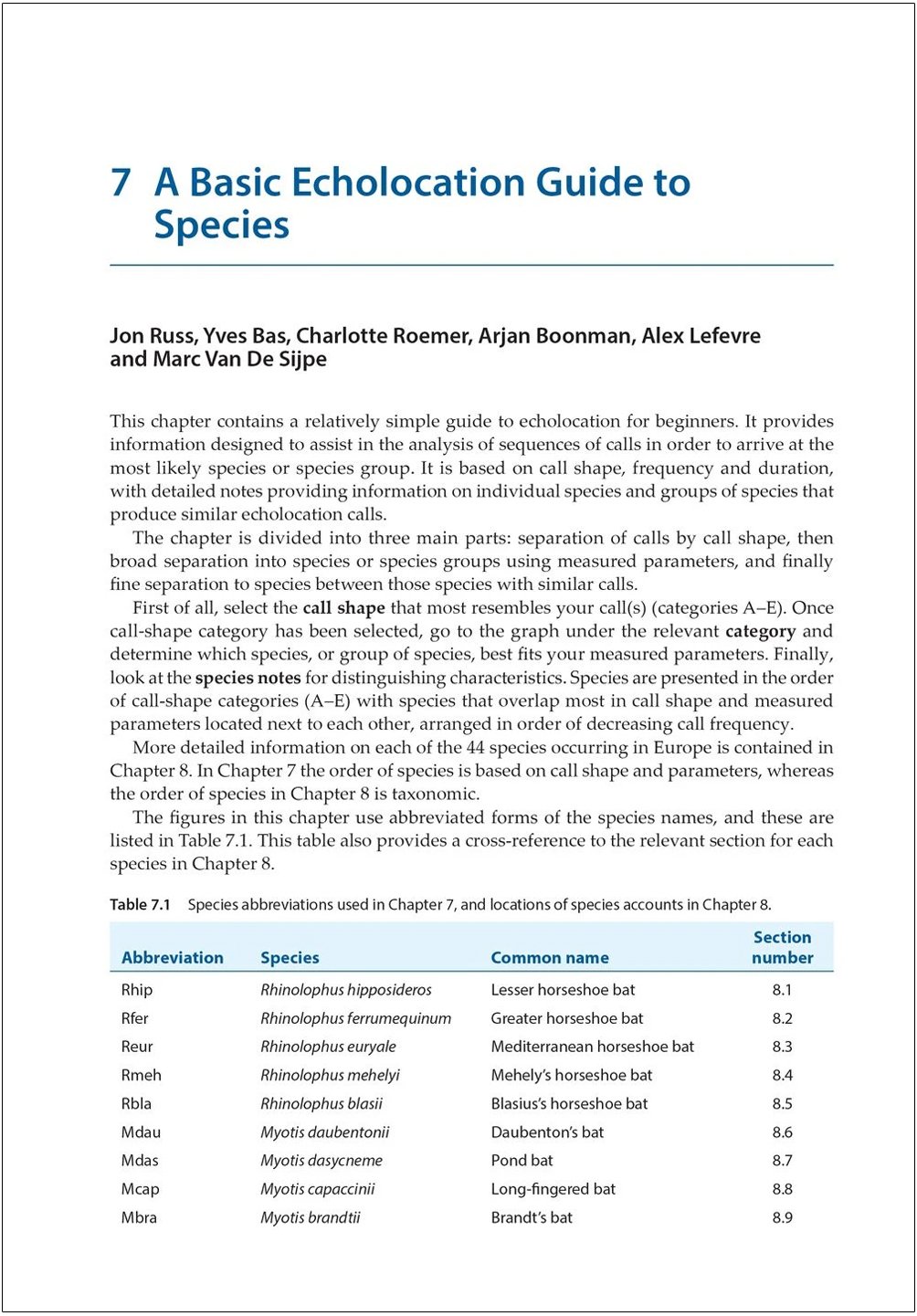 bat calls of britain and europe. a guide to species identification
