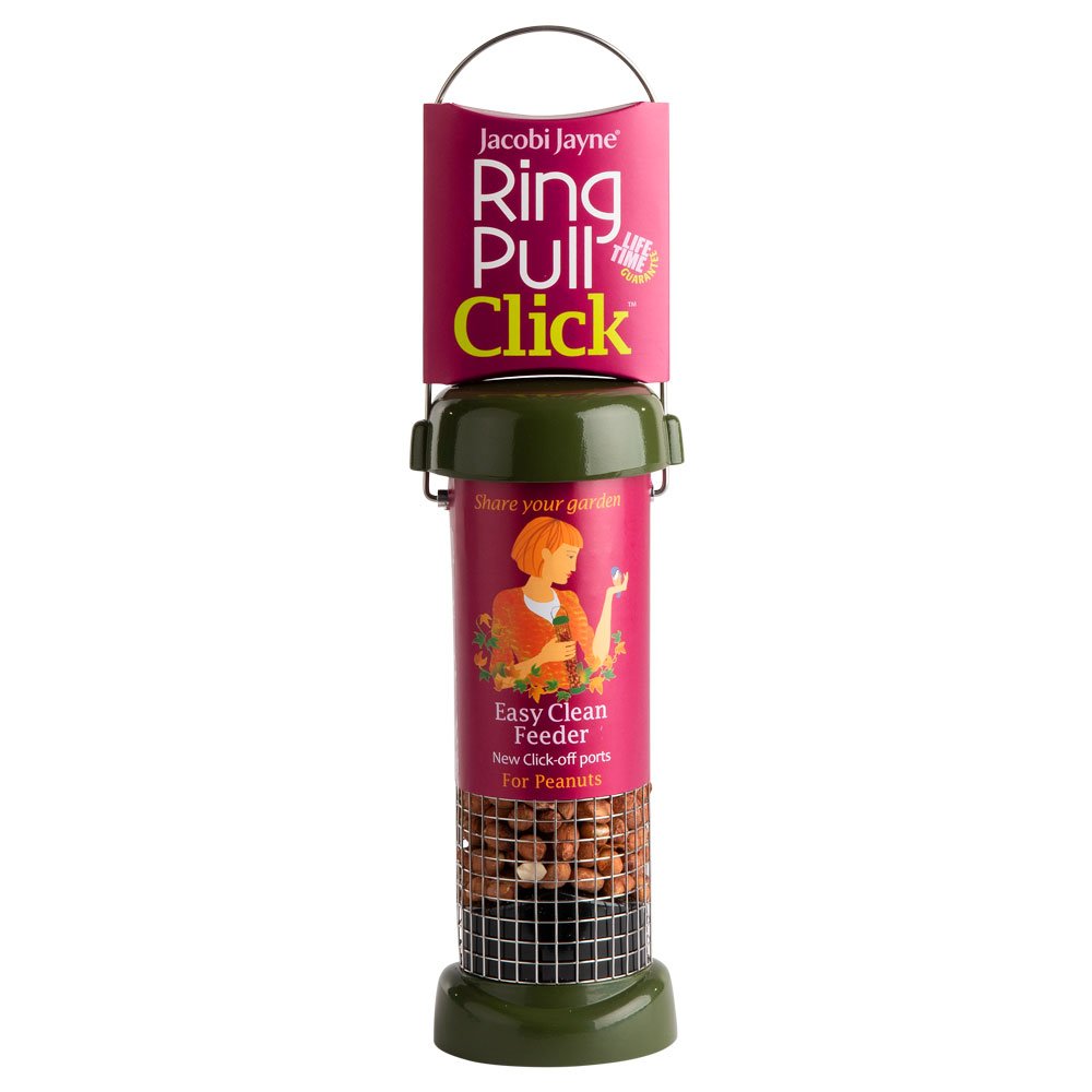 rp3-p1g 'ring pull click' comedero tubular para aves silvestres pequeo para cacahuete fcil de limpiar