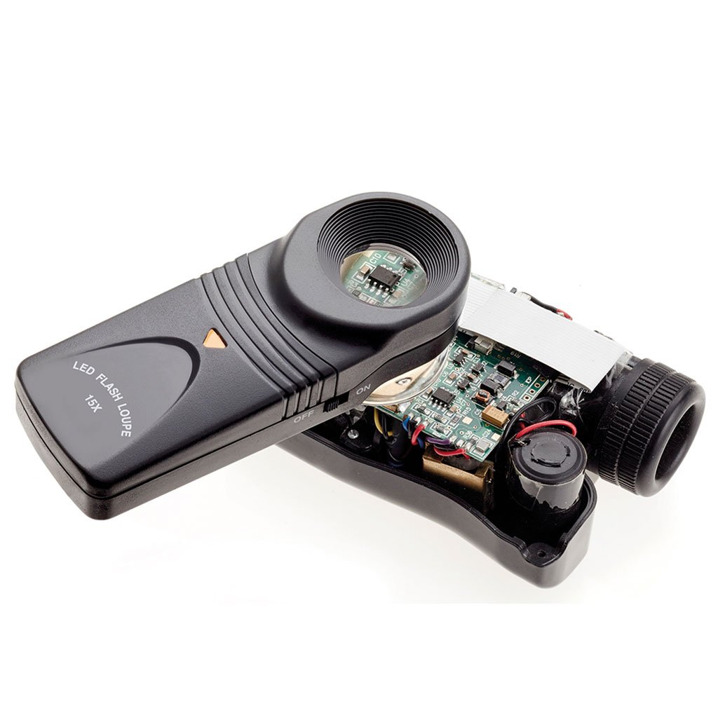opticron lupa con mango y luz de led 15x/21 mm