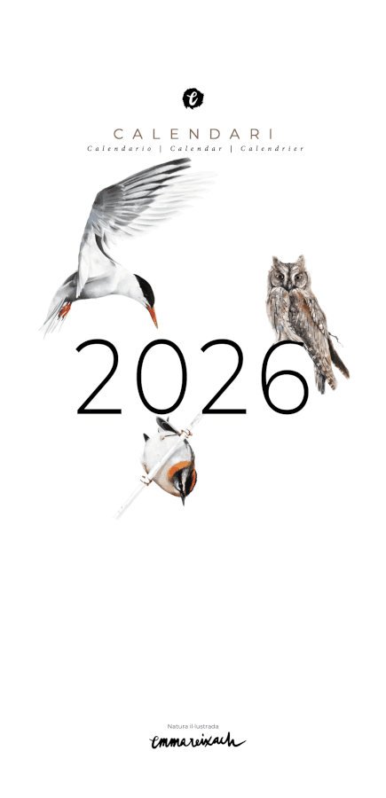 calendari d'ocells natura illustrada