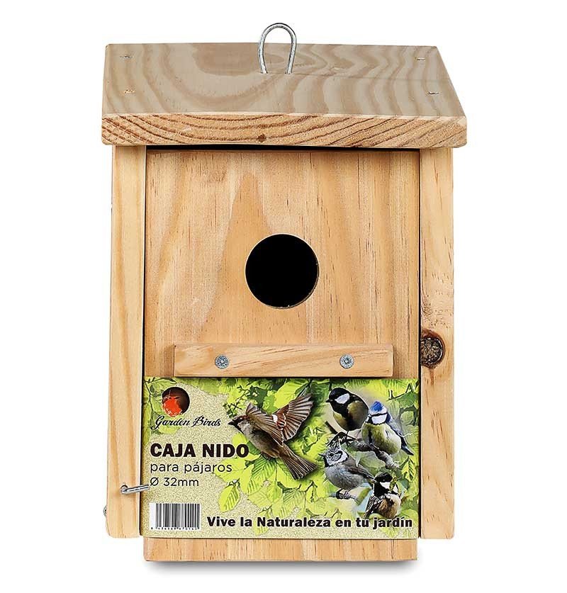 caja nido de madera para pjaros para colgar 32mm