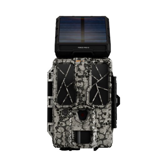 cmara de trampeo spypoint force pro s 30 mp con panel solar integrado, vdeo 4k y led negros de luz infrarroja invisible
