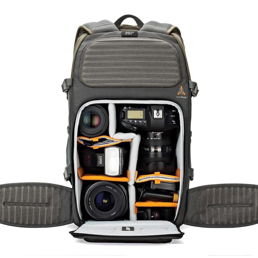 lowepro mochila flipside trek bp 450 aw color verde y gris