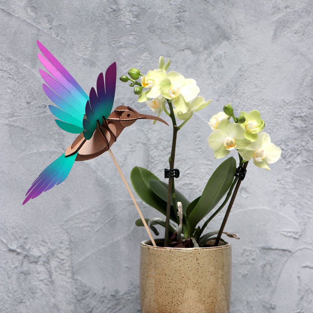 rompecabezas 3d birds - colibri green/purple
