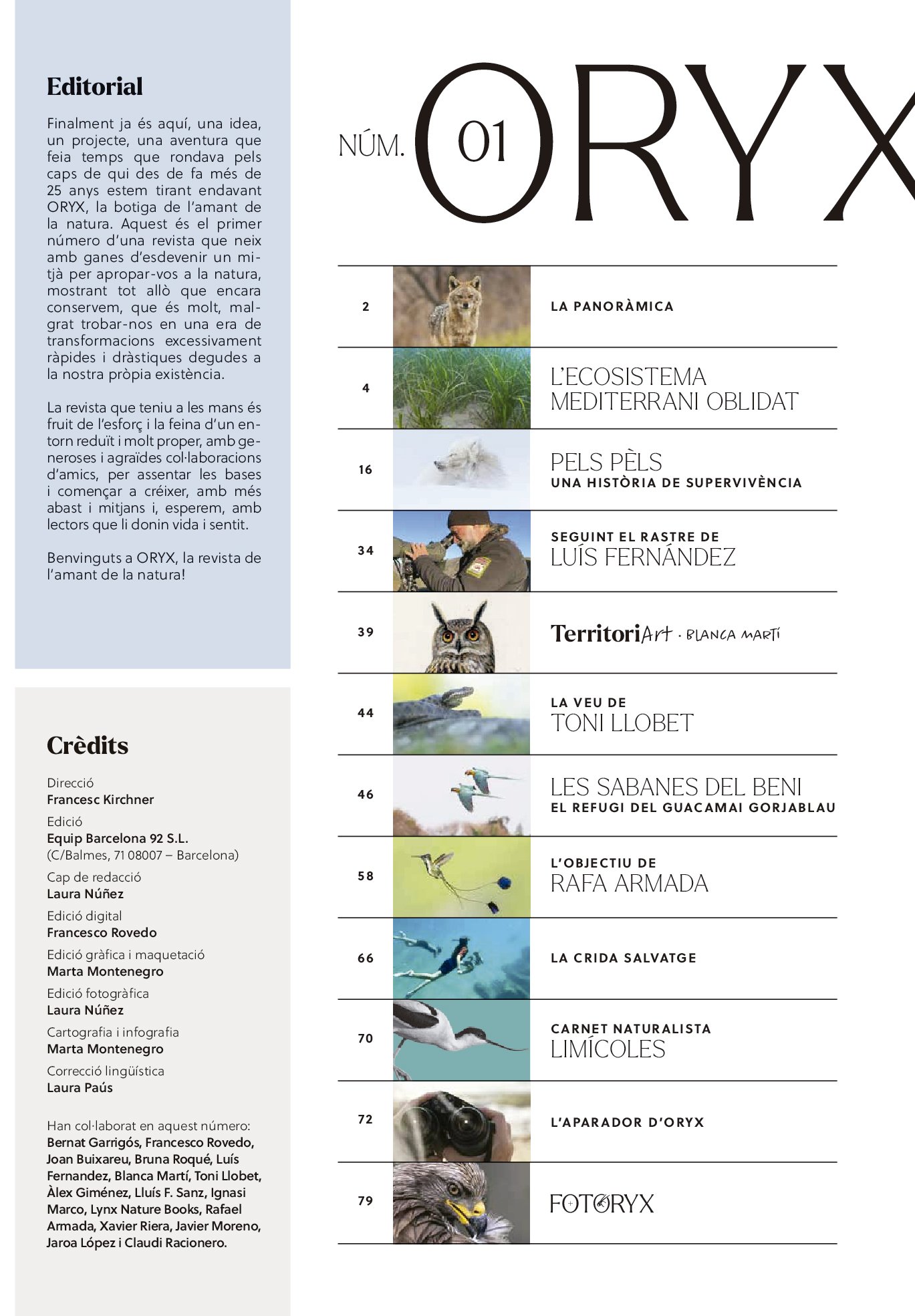 oryx, la revista de l'amant de la natura. nmero 01. versi impresa en catal.