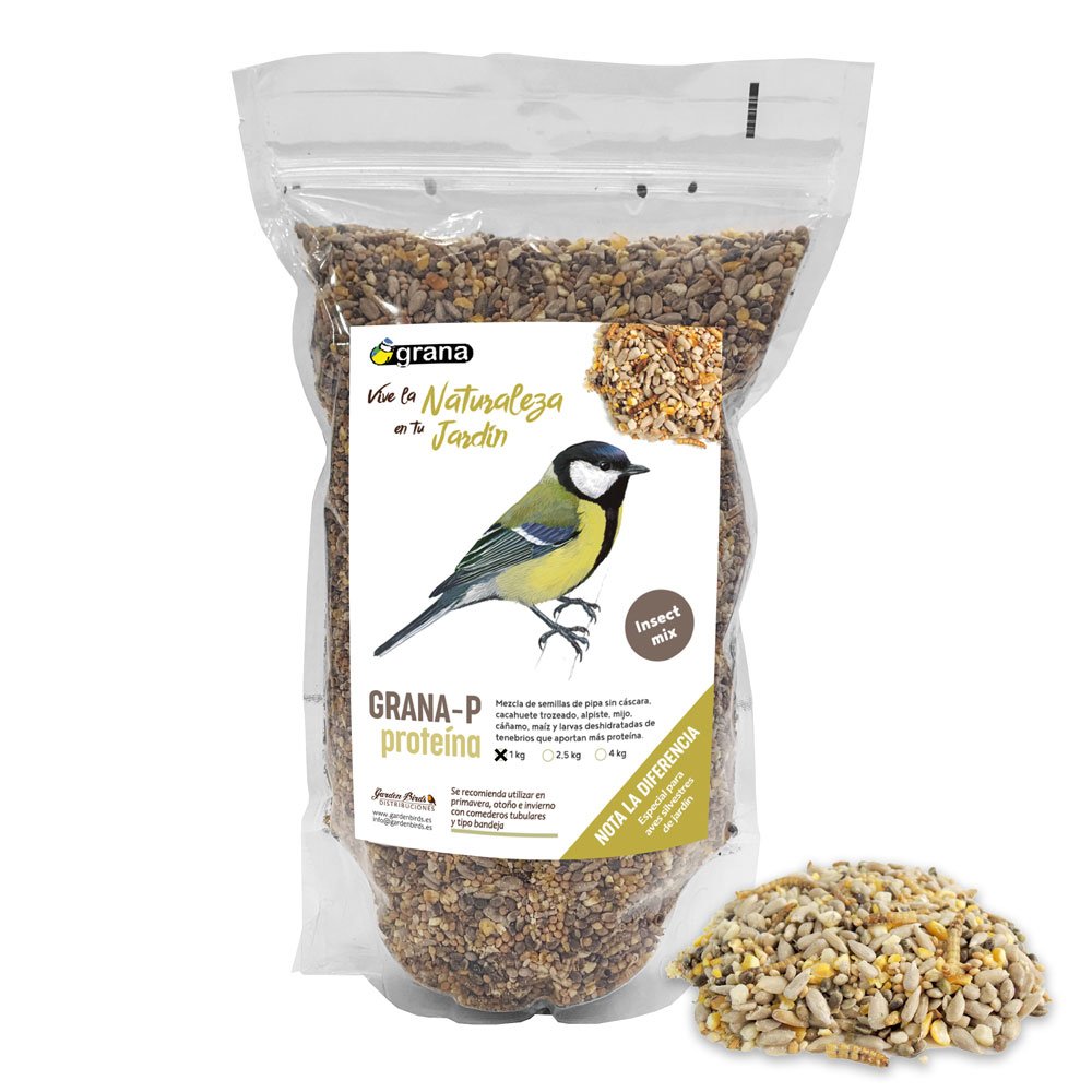 grana-p bolsa de mezcla de semillas de alta protena. alimento para aves silvestres 1 kg