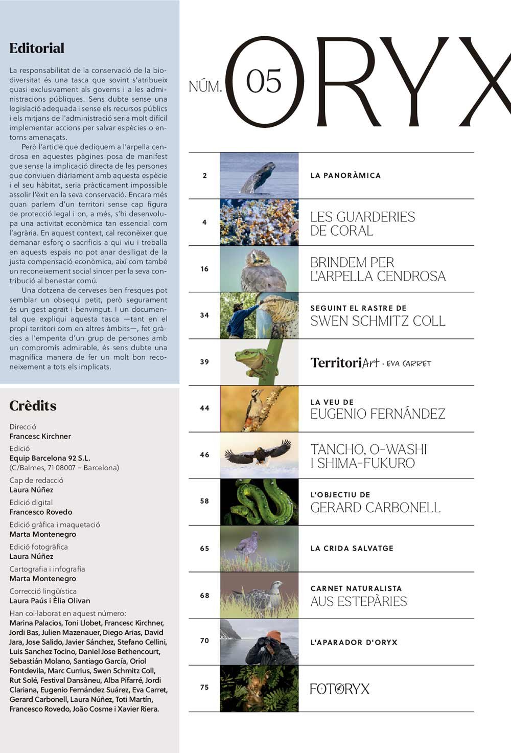oryx, la revista de l'amant de la natura. nmero 05. versi impresa en catal.