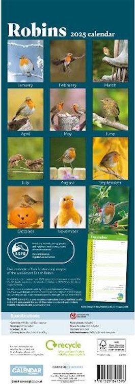 calendario alargado petirrojo rspb robin calendar 2025