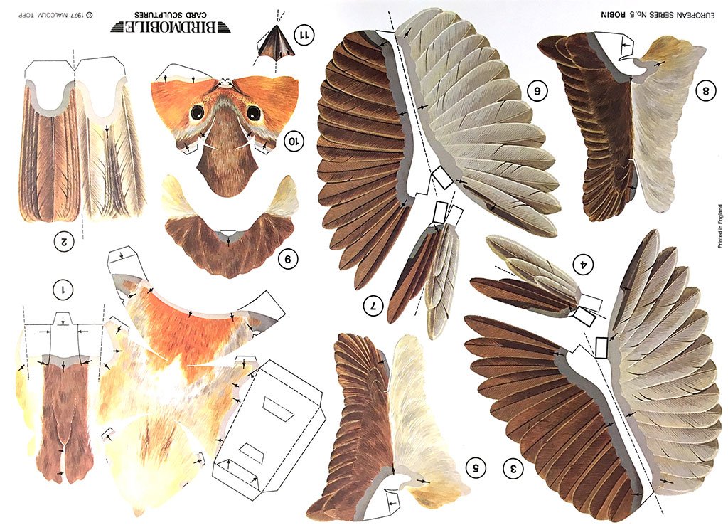 recortable birdmobile de petirrojo