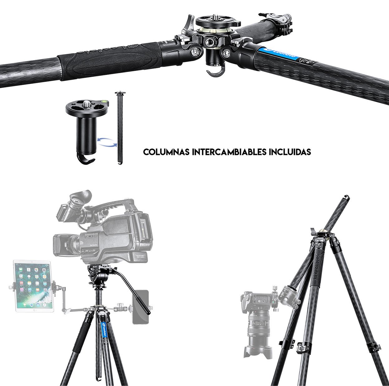 leofoto kit trpode de fibra de carbono manba lv-324c y rtula fluida bv-10