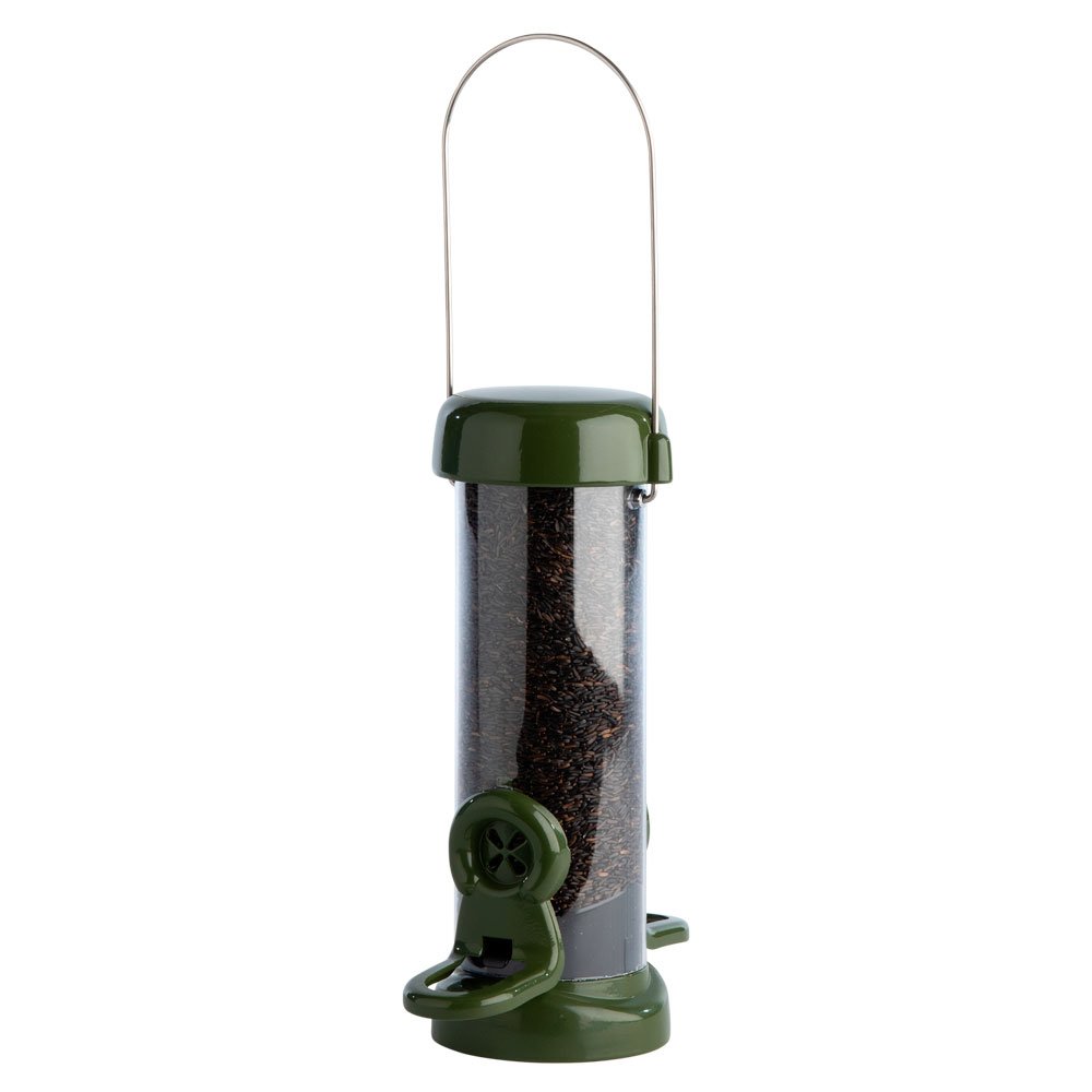 rp3-n1g 'ring pull click' comedero tubular para aves silvestres pequeo para negrillo fcil de limpiar