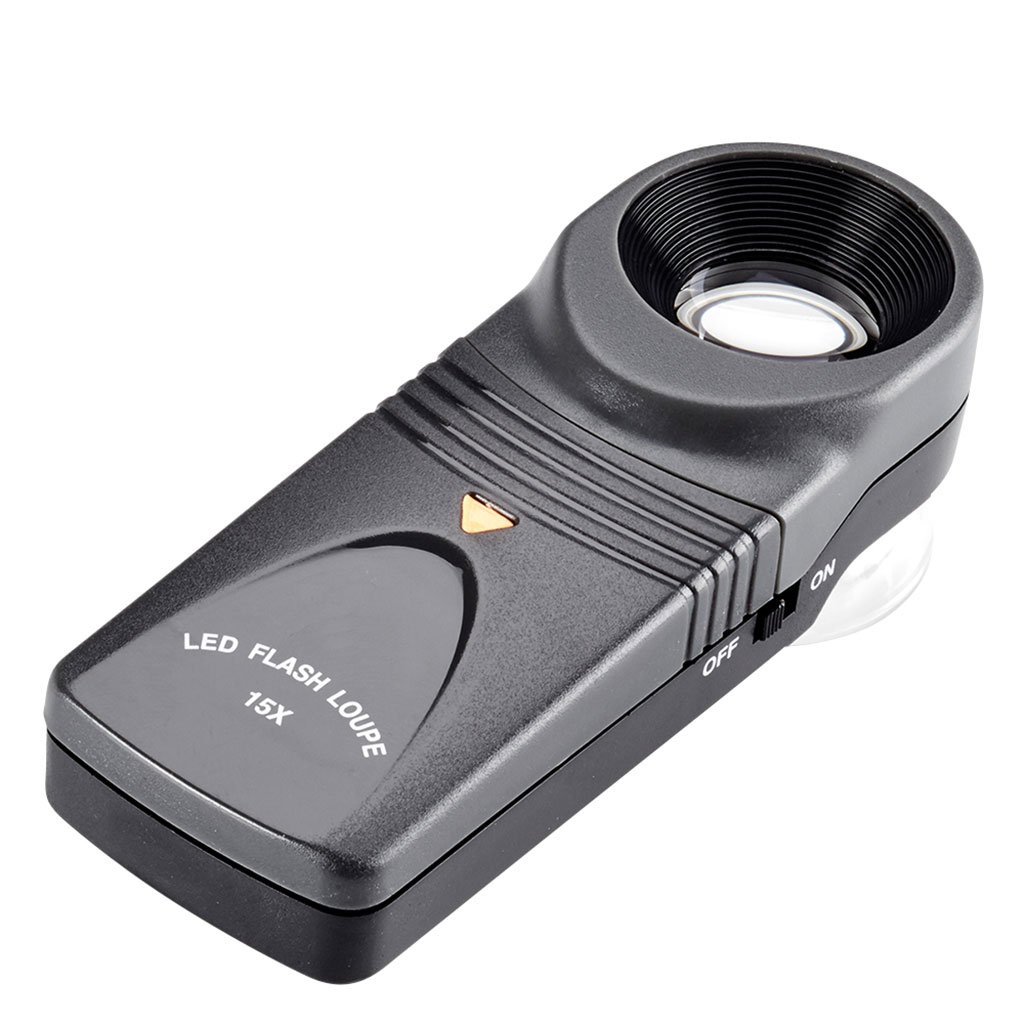 opticron lupa con mango y luz de led 15x/21 mm