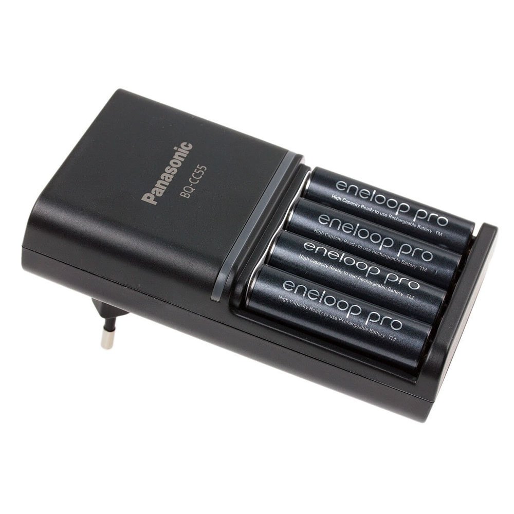 pack eneloop cargador bq-cc55e y 4 bateras eneloop pro aa (2500mah)