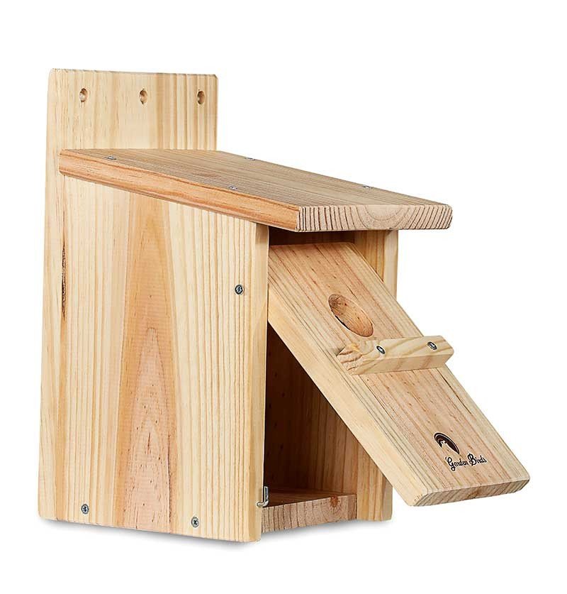 caja nido de madera para pjaros pareada 32mm