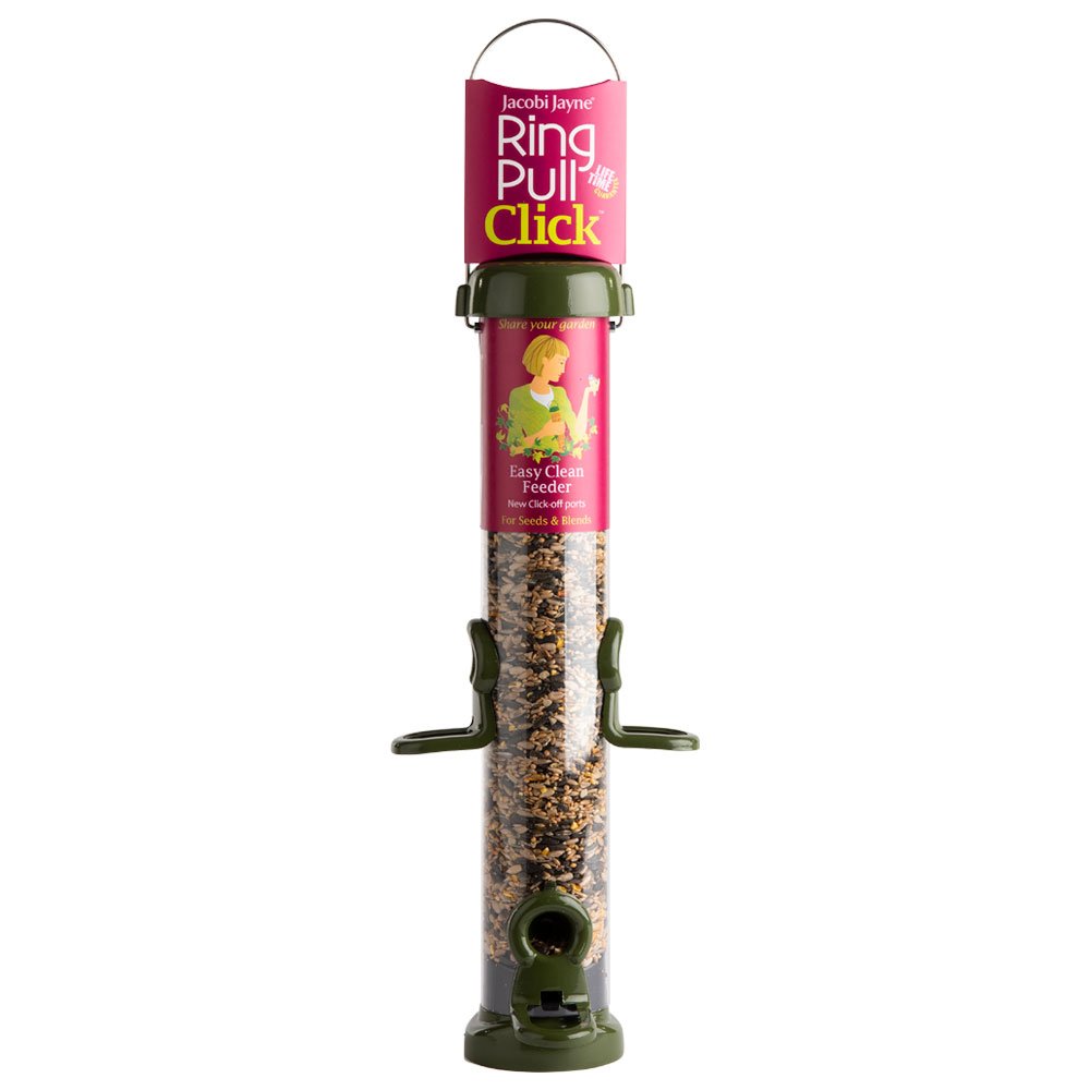 rp3-s2g 'ring pull click' comedero tubular para aves silvestres mediano para mezcla de semillas fcil de limpiar