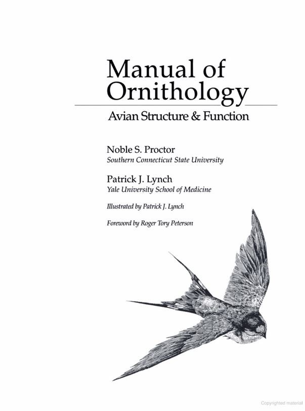manual of ornithology: avian structure and function