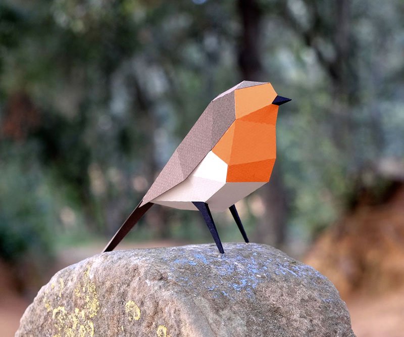 plegopaper - figura recortable de petirrojo (pit-roig)