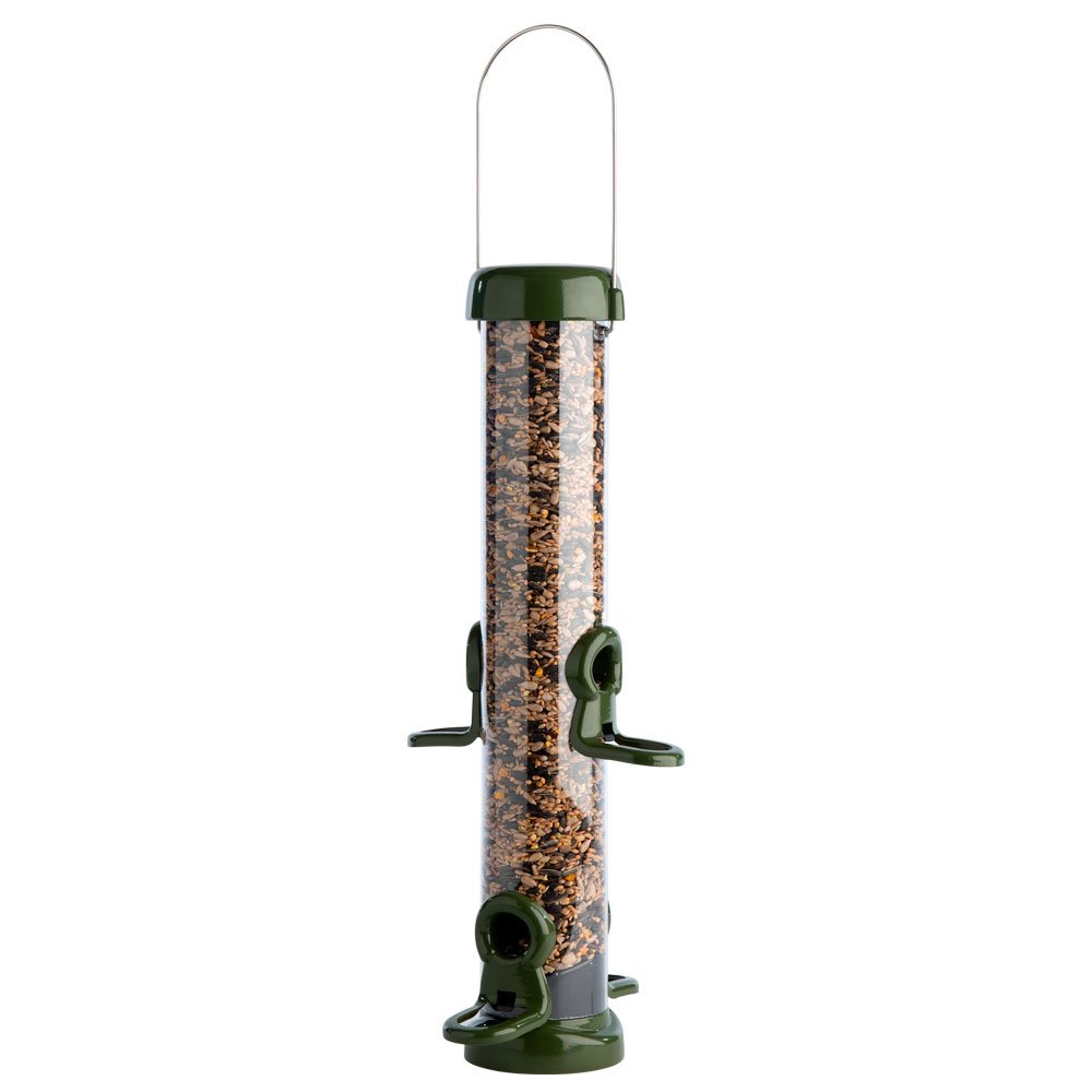 rp3-s2g 'ring pull click' comedero tubular para aves silvestres mediano para mezcla de semillas fcil de limpiar