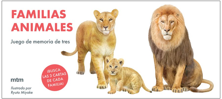 familias animales. juego de memoria de tres