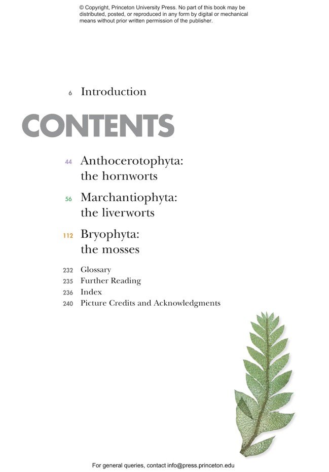 mosses, liverworts, and hornworts of the world. a guide to every order