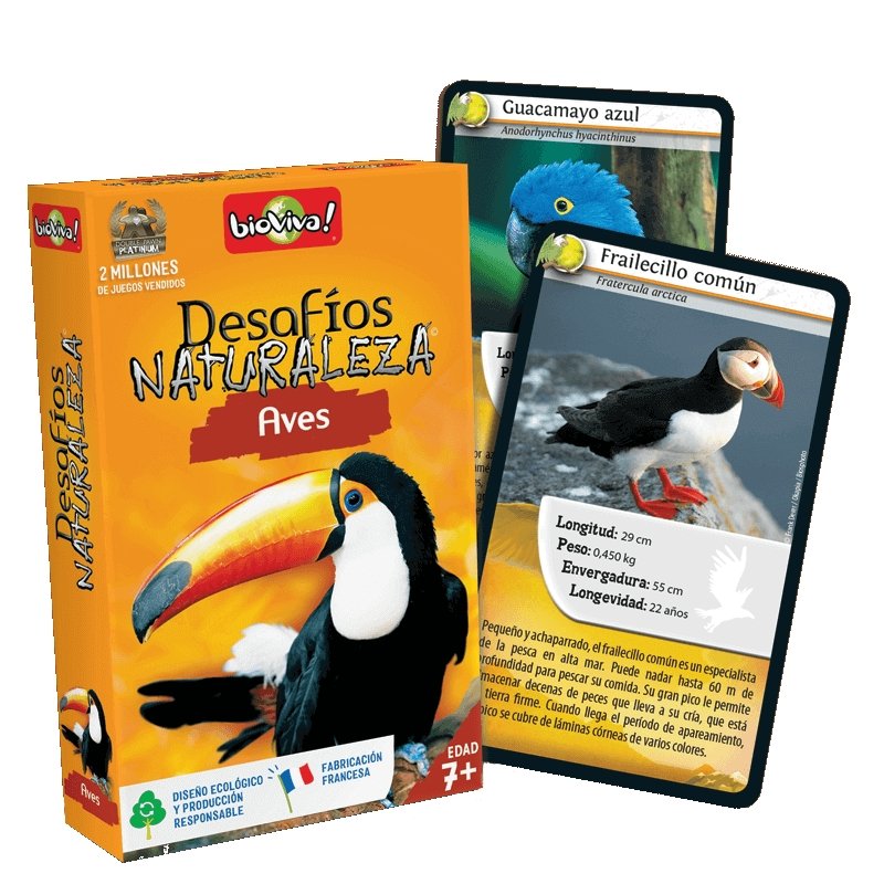 juego de cartas bioviva, aves. desafos naturaleza
