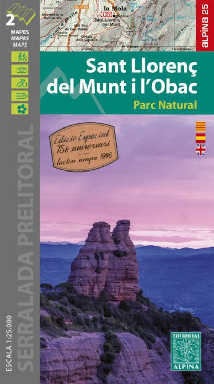 mapa alpina 1:25.000. sant lloren de munt i l'obac parc natural (mapa i guia)