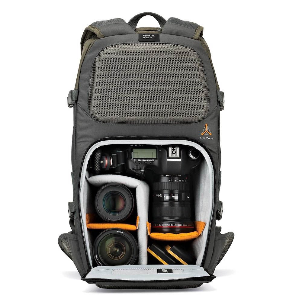 lowepro mochila flipside trek bp 350 aw color verde y gris