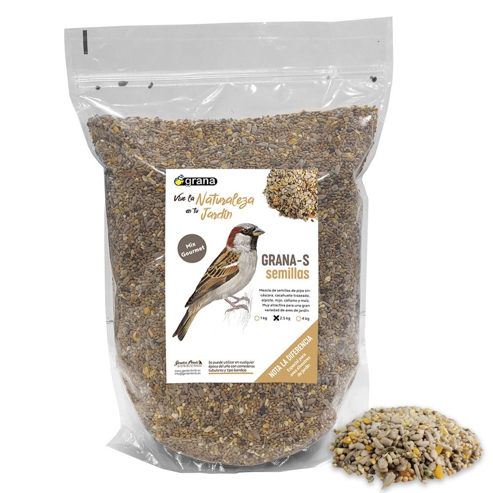 grana-s-m bolsa de mezcla de semillas con pipa sin cscara. alimento para aves silvestres 2,5 kg