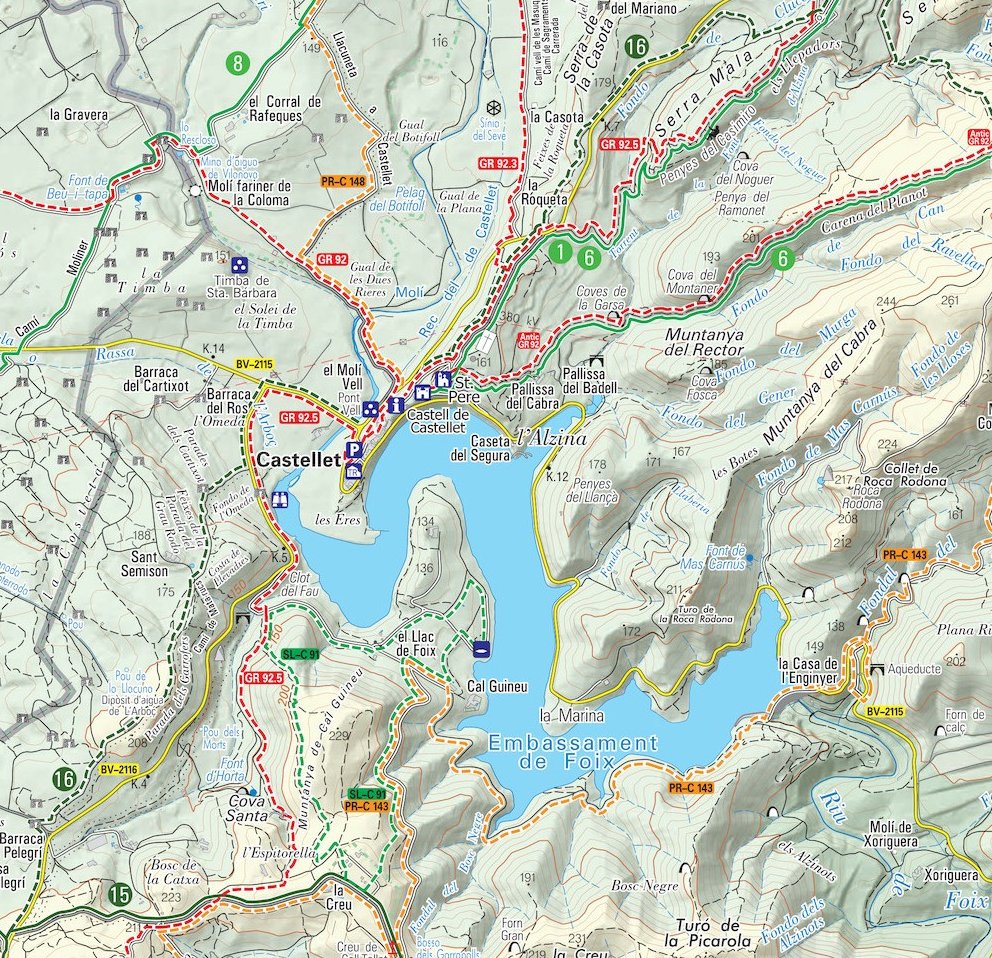 mapa piolet 1:20.000. parc del foix i parc d'olrdola