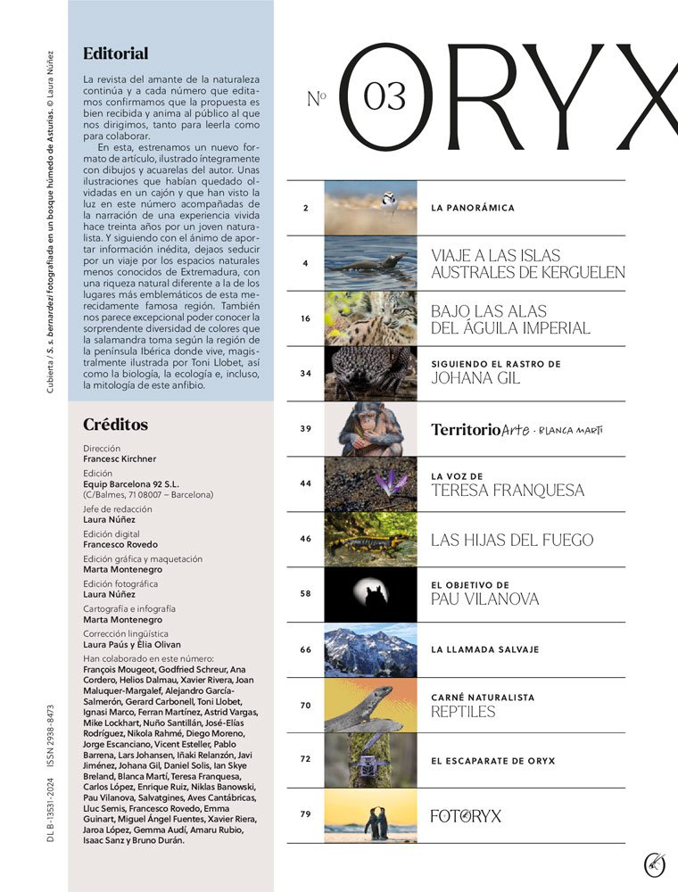 oryx, la revista del amante de la naturaleza. nmero 03. versin impresa en castellano.