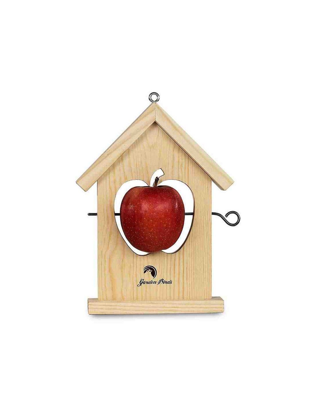 comedero de madera para fruta manzana