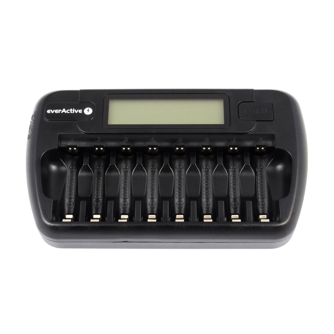 cargador everactive nc800 para 8 bateras aa o aaa tipo ni-mh o ni-cd
