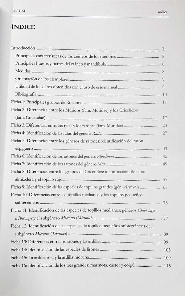 manual para la identificacin de los crneos de los roedores de la pennsula iberica, islas baleares y canarias