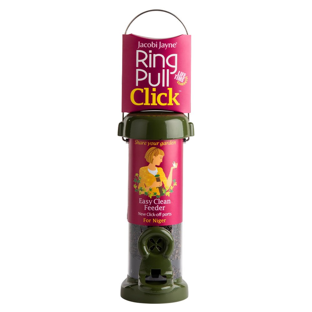 rp3-n1g 'ring pull click' comedero tubular para aves silvestres pequeo para negrillo fcil de limpiar